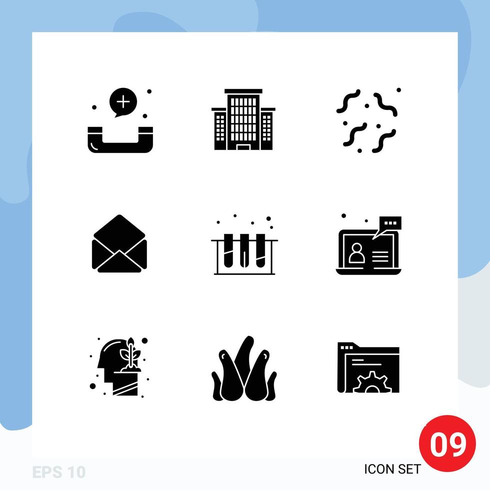 Set of 9 Modern UI Icons Symbols Signs for test medical halloween open mail Editable Vector Design Elements