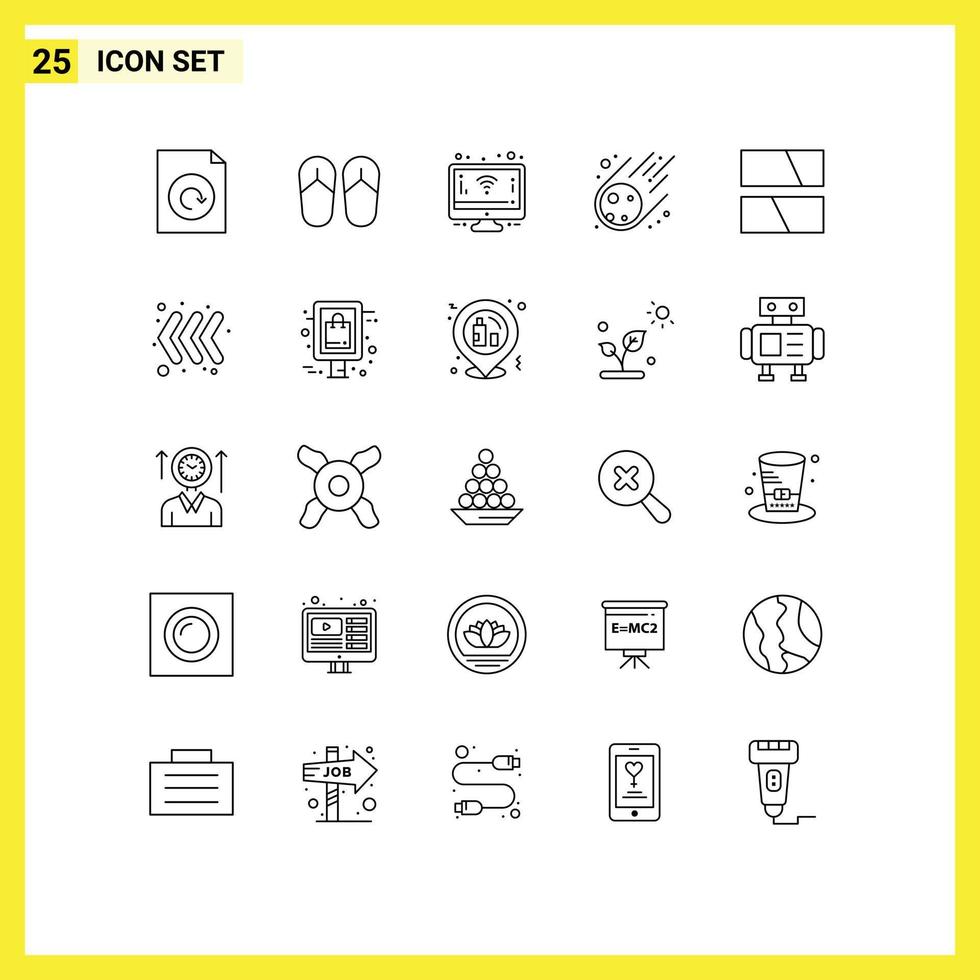 Line Pack of 25 Universal Symbols of arrow image wifi frame space Editable Vector Design Elements