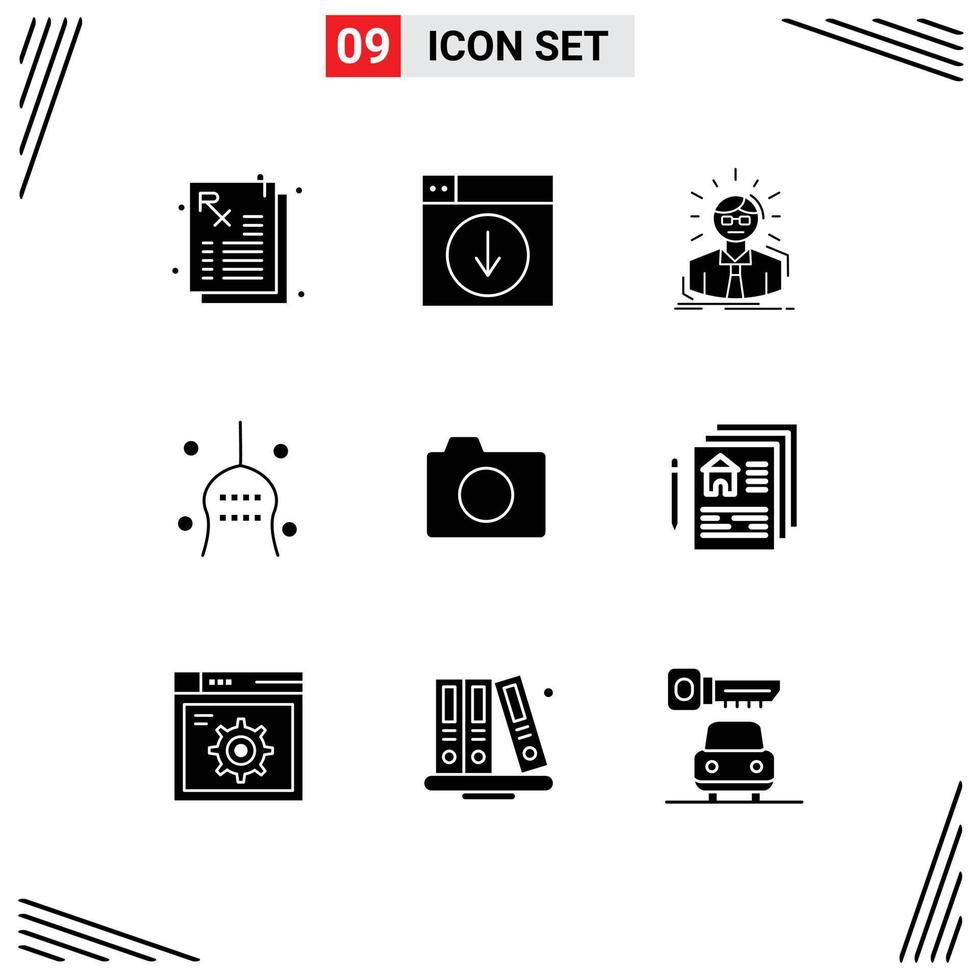 Solid Glyph Pack of 9 Universal Symbols of turkey thanksgiving manager superstition business man Editable Vector Design Elements