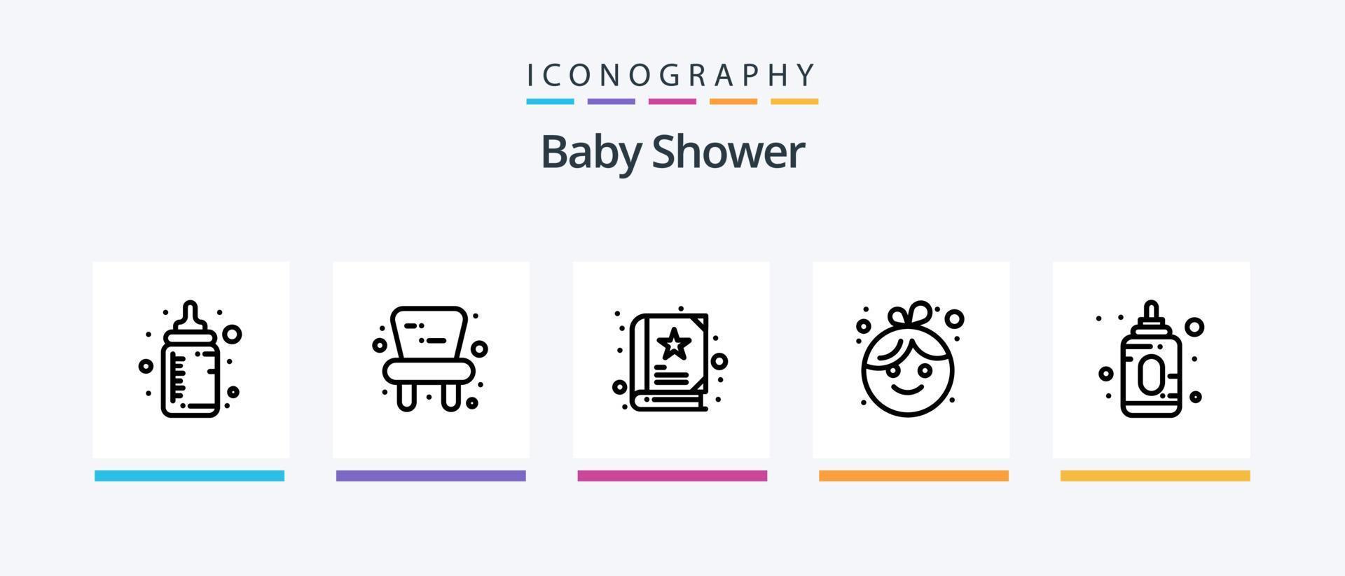 Baby Shower Line 5 Icon Pack Including . radio. abacus toy. baby. book. Creative Icons Design vector
