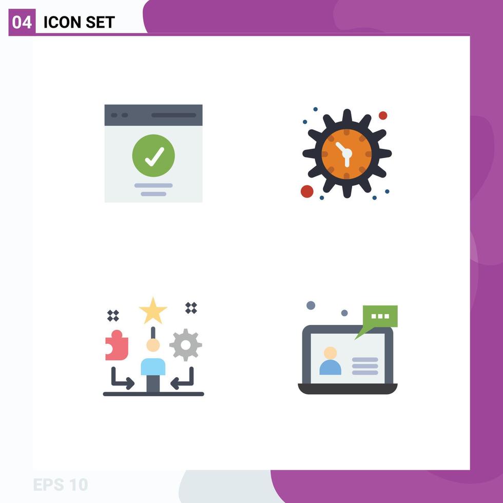 Set of 4 Commercial Flat Icons pack for communication user success setting talent Editable Vector Design Elements