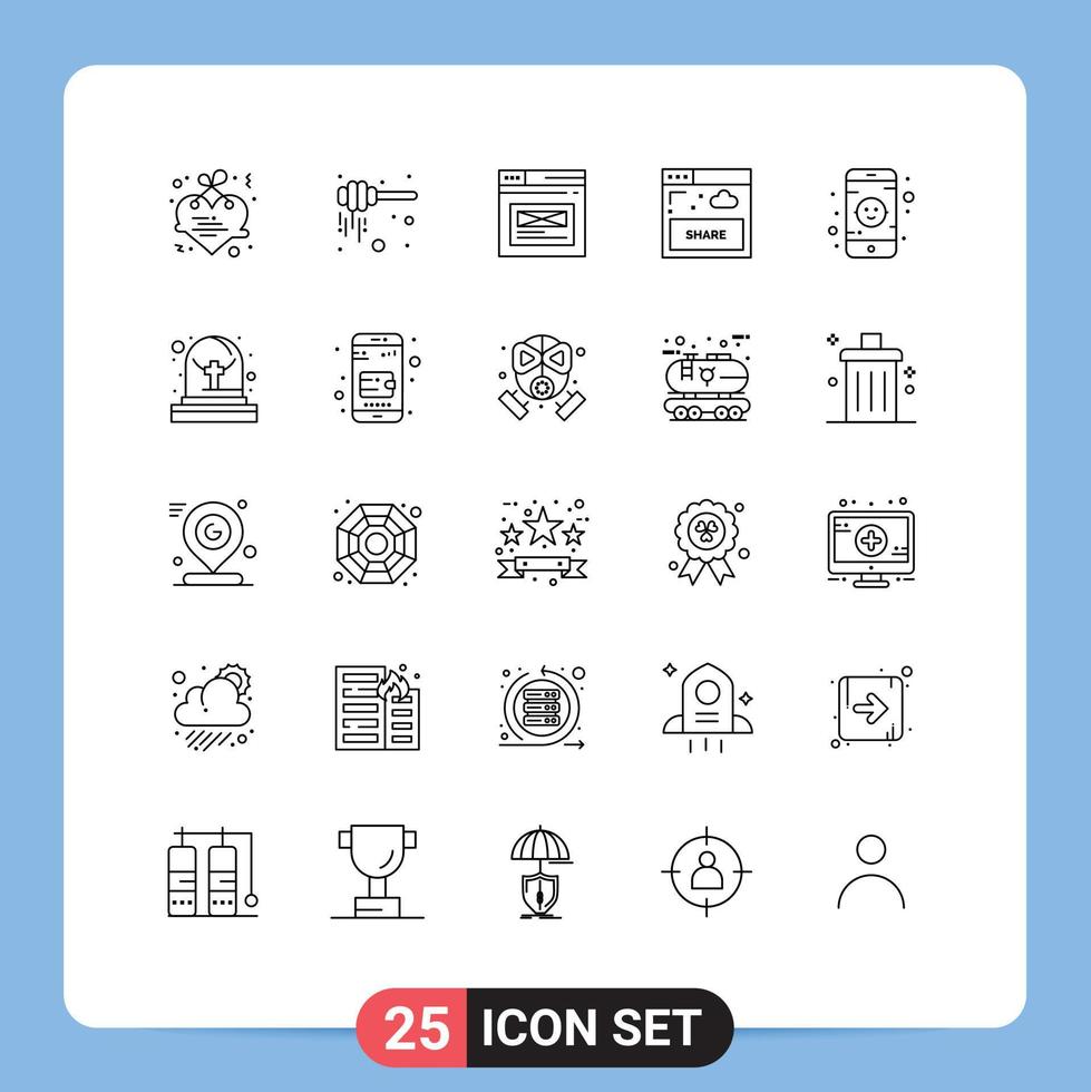 Pictogram Set of 25 Simple Lines of baby sharing internet share design Editable Vector Design Elements
