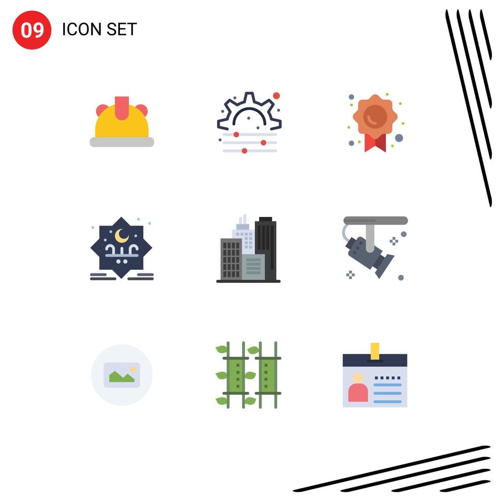 Flat Color Pack of 9 Universal Symbols of bright business trust building typography Editable Vector Design Elements