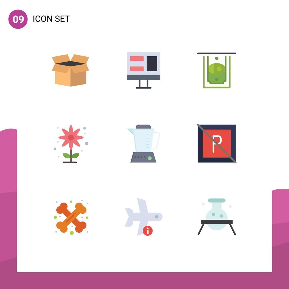 Set of 9 Modern UI Icons Symbols Signs for no home money electric garden Editable Vector Design Elements