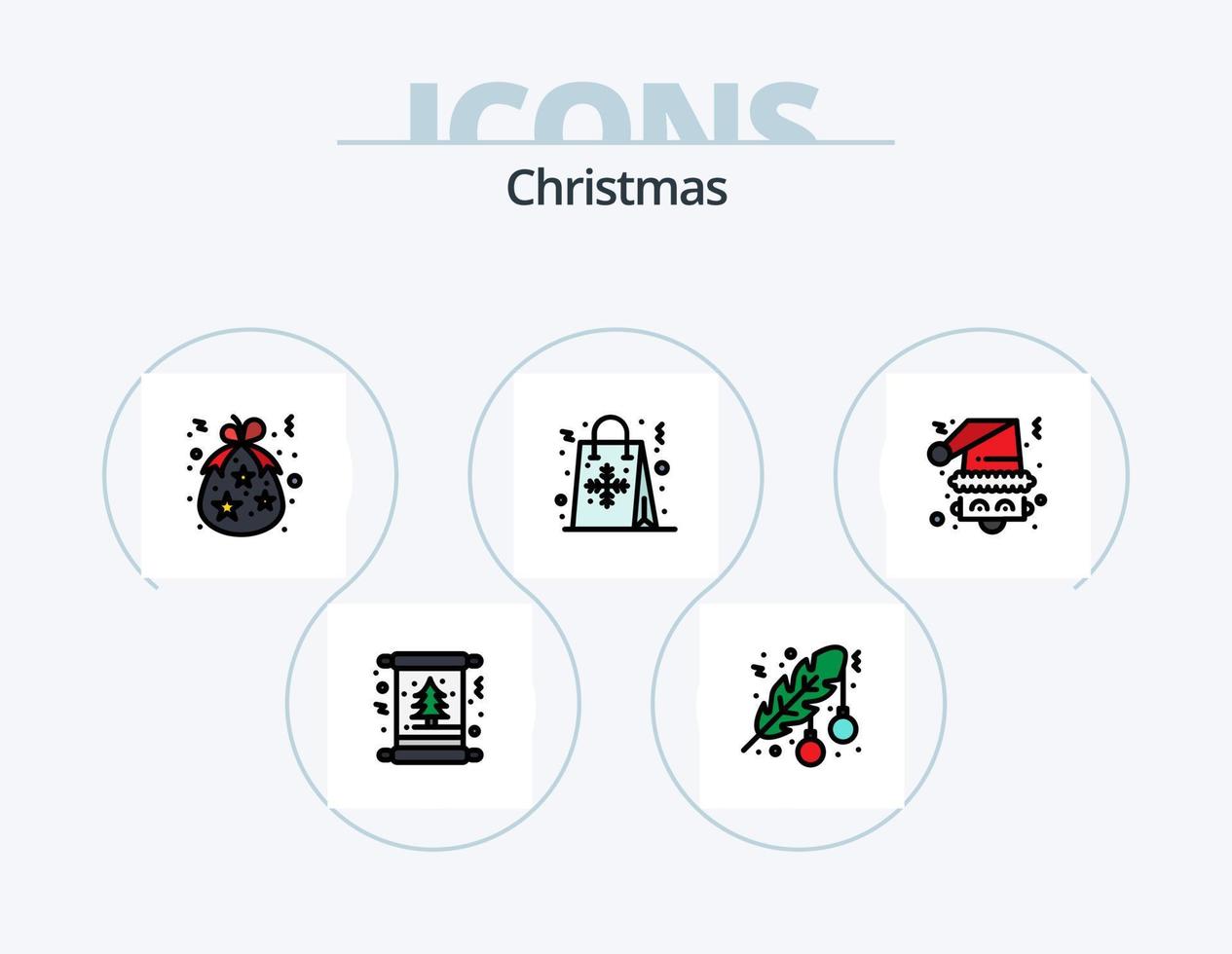 Christmas Line Filled Icon Pack 5 Icon Design. balls. hand. date. holidays. ball vector