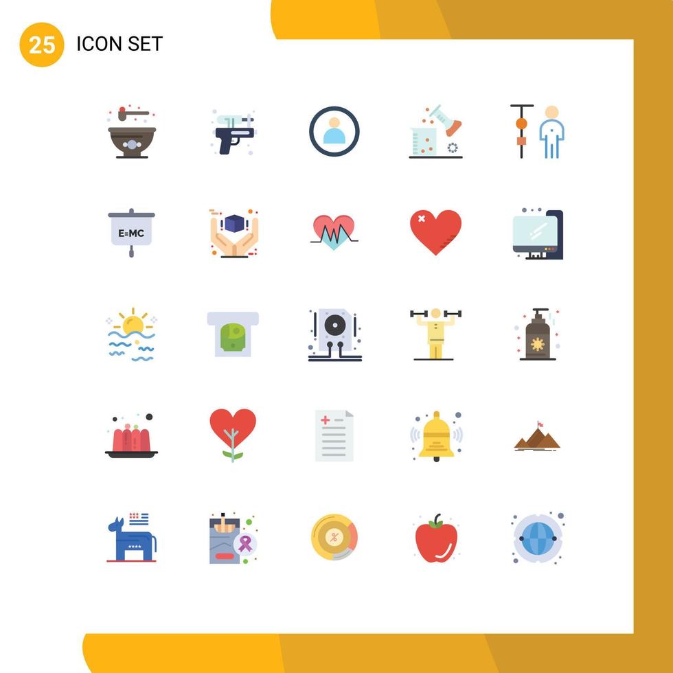 Mobile Interface Flat Color Set of 25 Pictograms of corporate administration business person scientific research science lab Editable Vector Design Elements