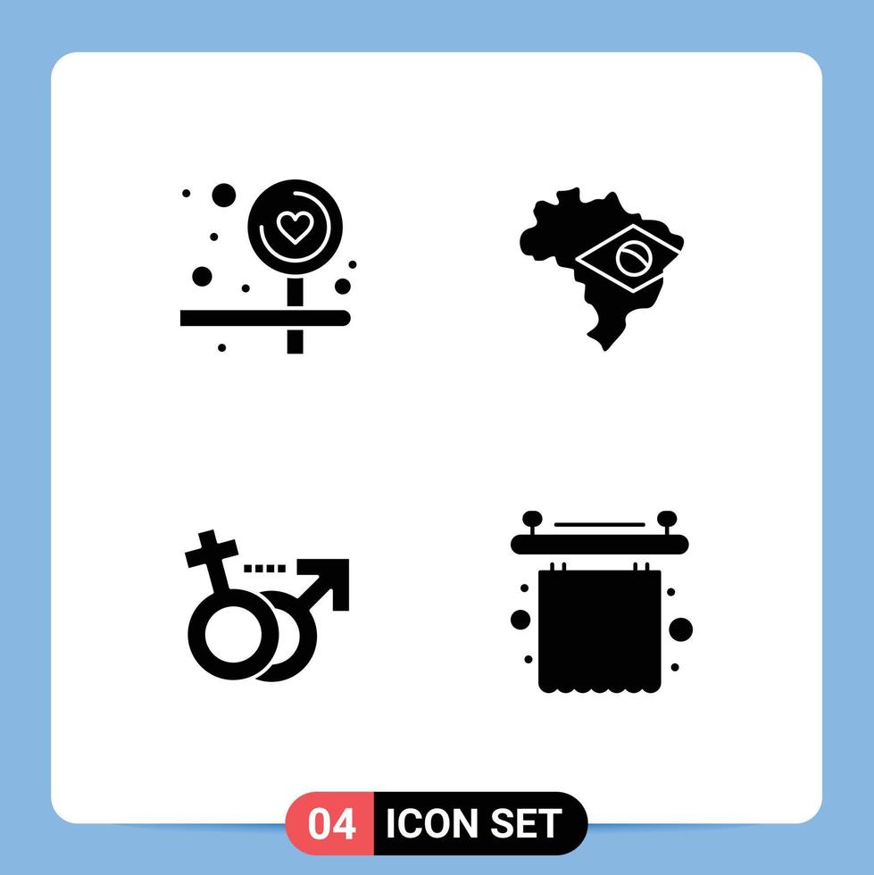 Set of 4 Modern UI Icons Symbols Signs for board symbol map gender curtains Editable Vector Design Elements