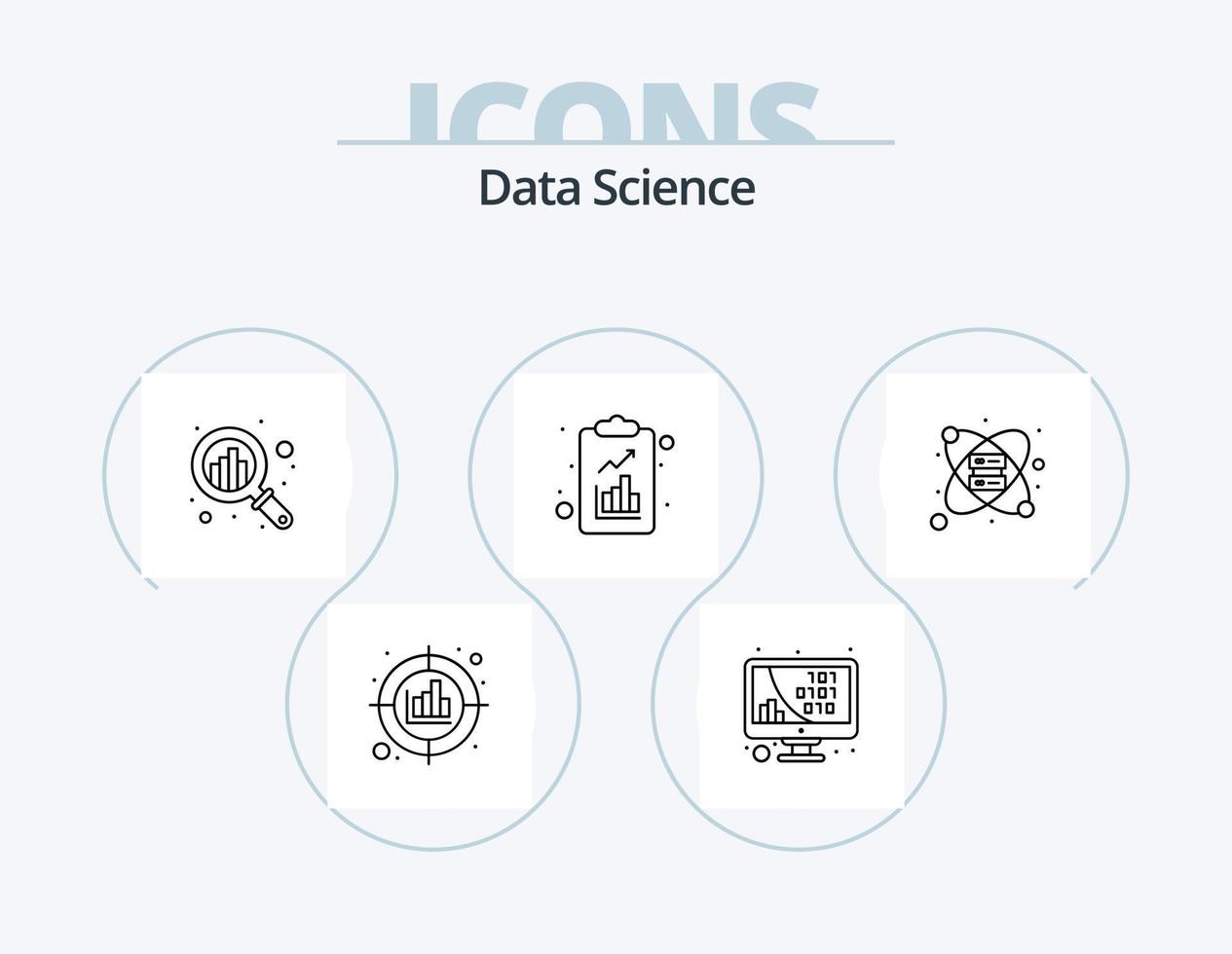 Data Science Line Icon Pack 5 Icon Design. analytics. infrastructure. data. global. connect vector