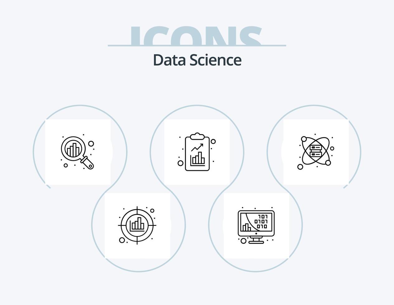 datos Ciencias línea icono paquete 5 5 icono diseño. analítica. infraestructura. datos. global. conectar vector