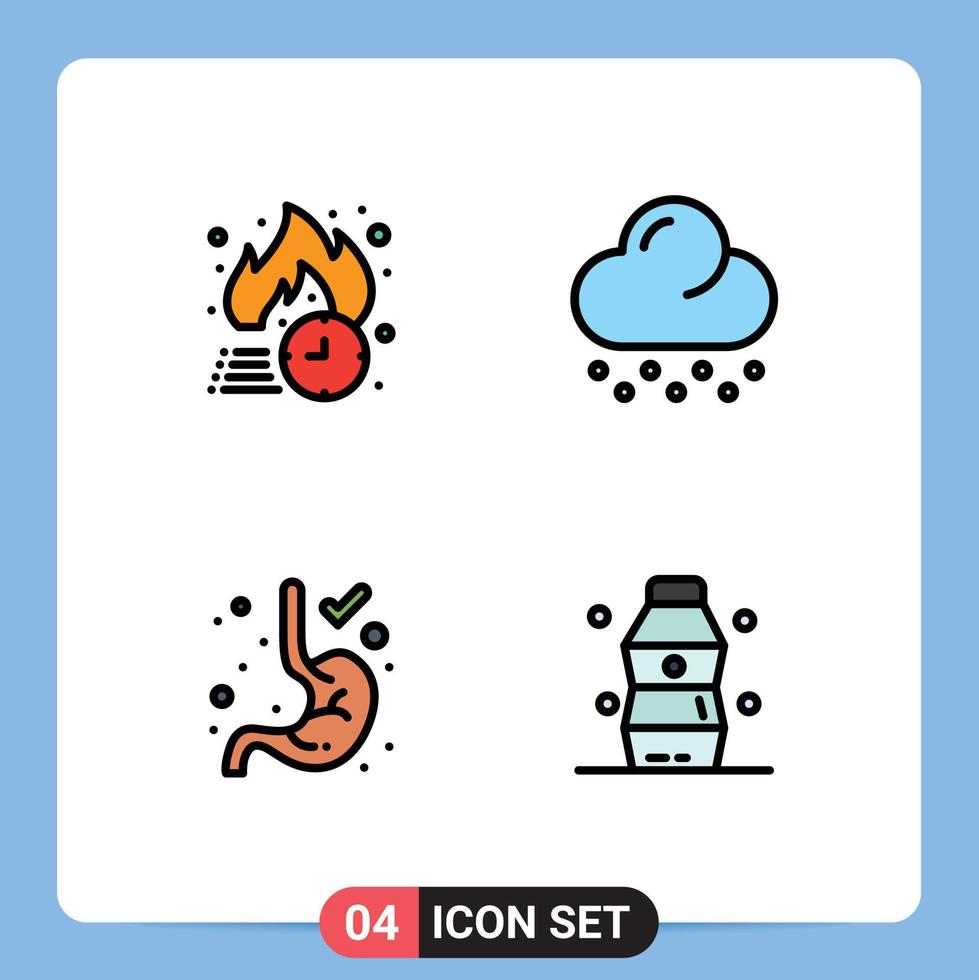 conjunto de 4 4 moderno ui íconos símbolos señales para gratis entrega gastroenterología caliente nieve botella editable vector diseño elementos
