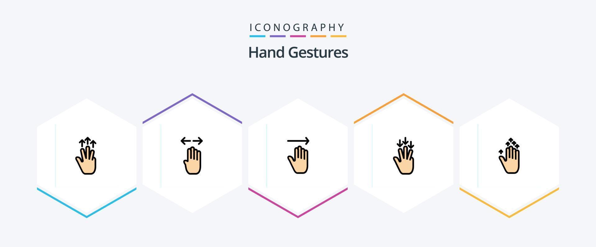 mano gestos 25 línea de relleno icono paquete incluso gestos abajo. izquierda. dedo. gestos vector