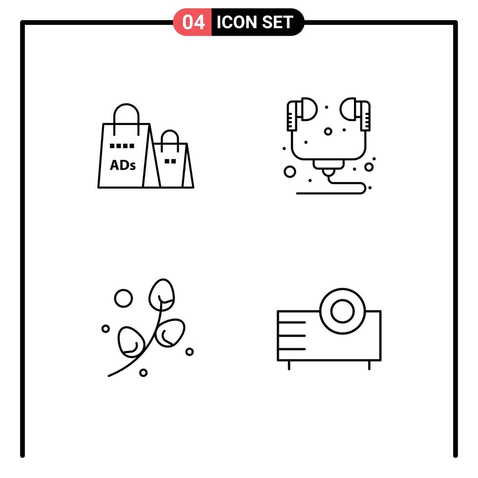 4 Creative Icons Modern Signs and Symbols of advertising plent shopping ad hardware easter Editable Vector Design Elements