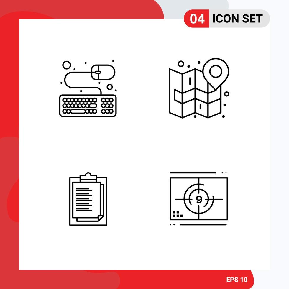Set of 4 Modern UI Icons Symbols Signs for accessories report card city navigate presentation Editable Vector Design Elements
