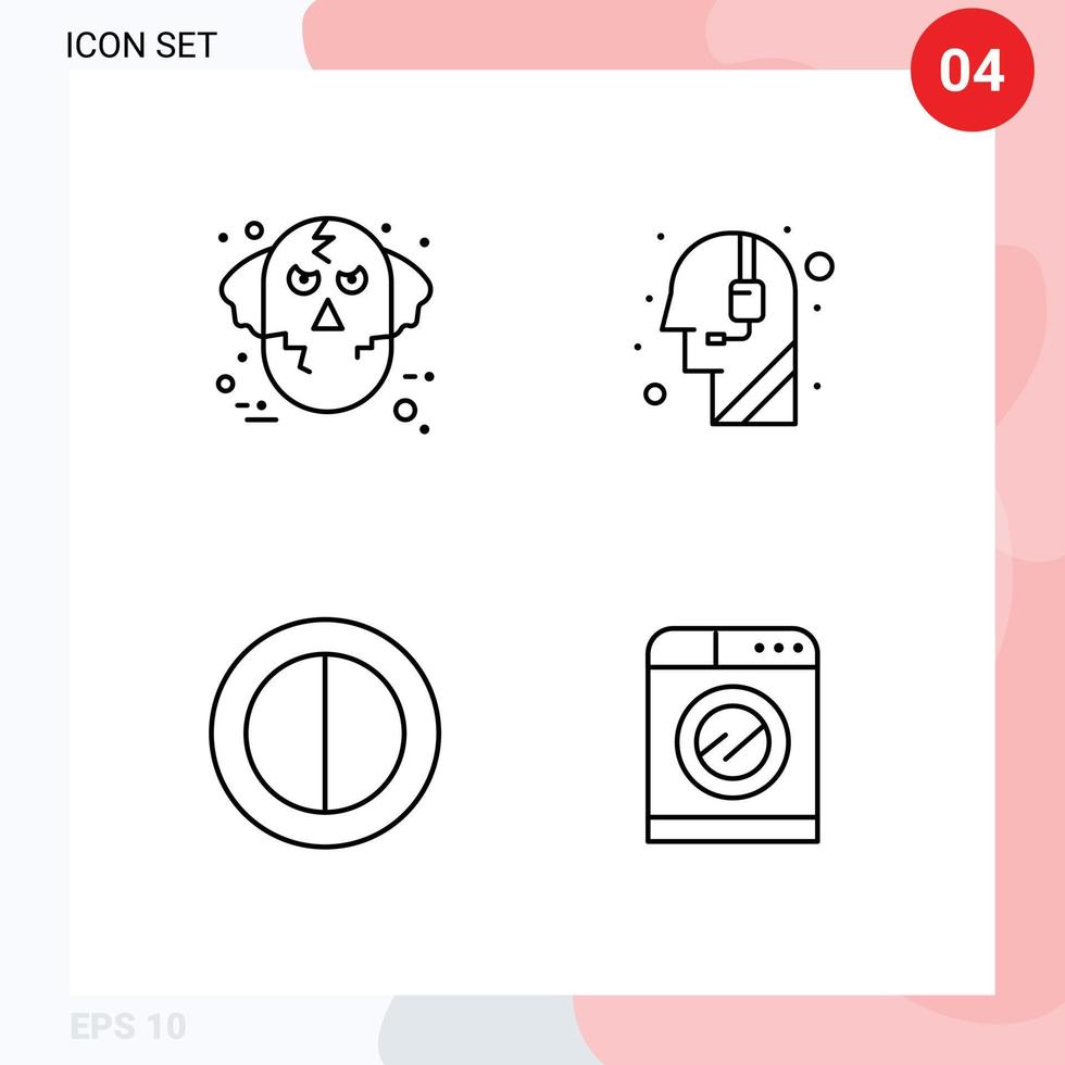 Modern Set of 4 Filledline Flat Colors and symbols such as evil colors ware wolf call machine Editable Vector Design Elements