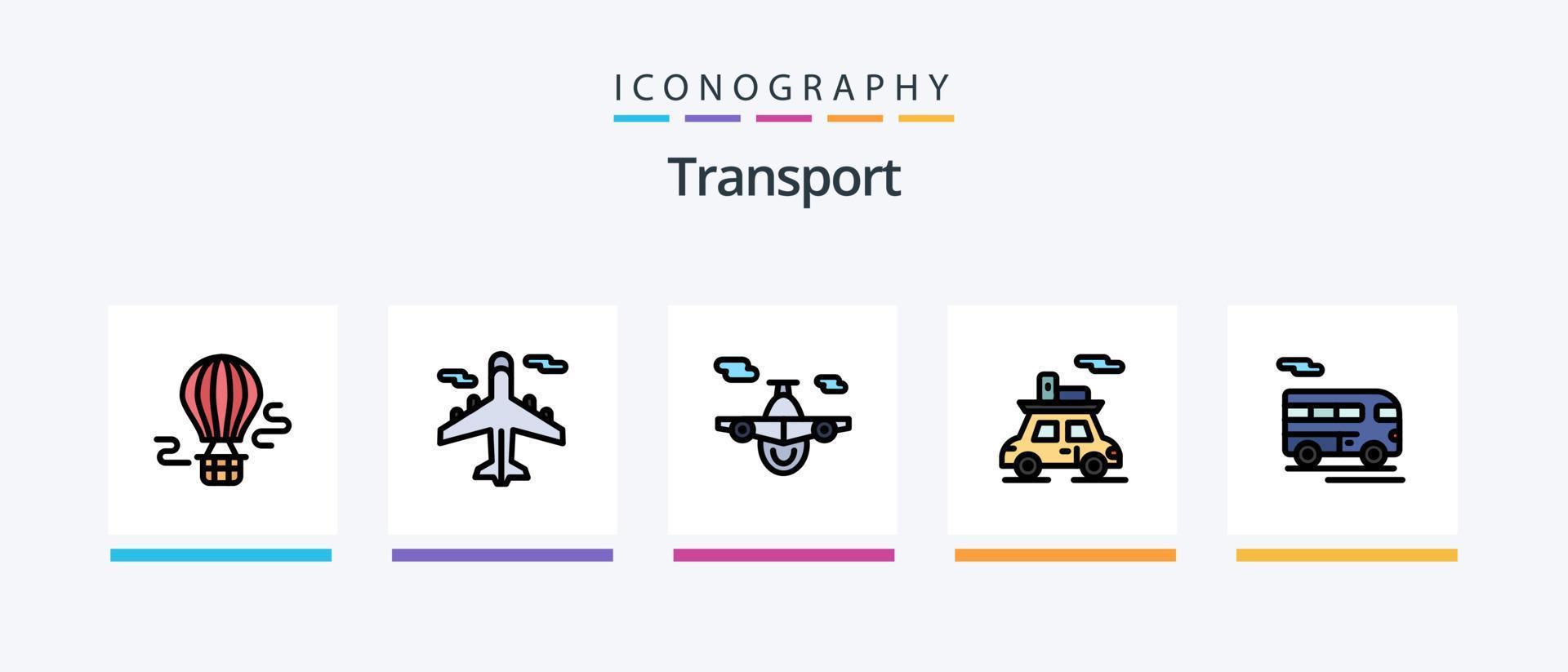 Transport Line Filled 5 Icon Pack Including . transportation. . Creative Icons Design vector