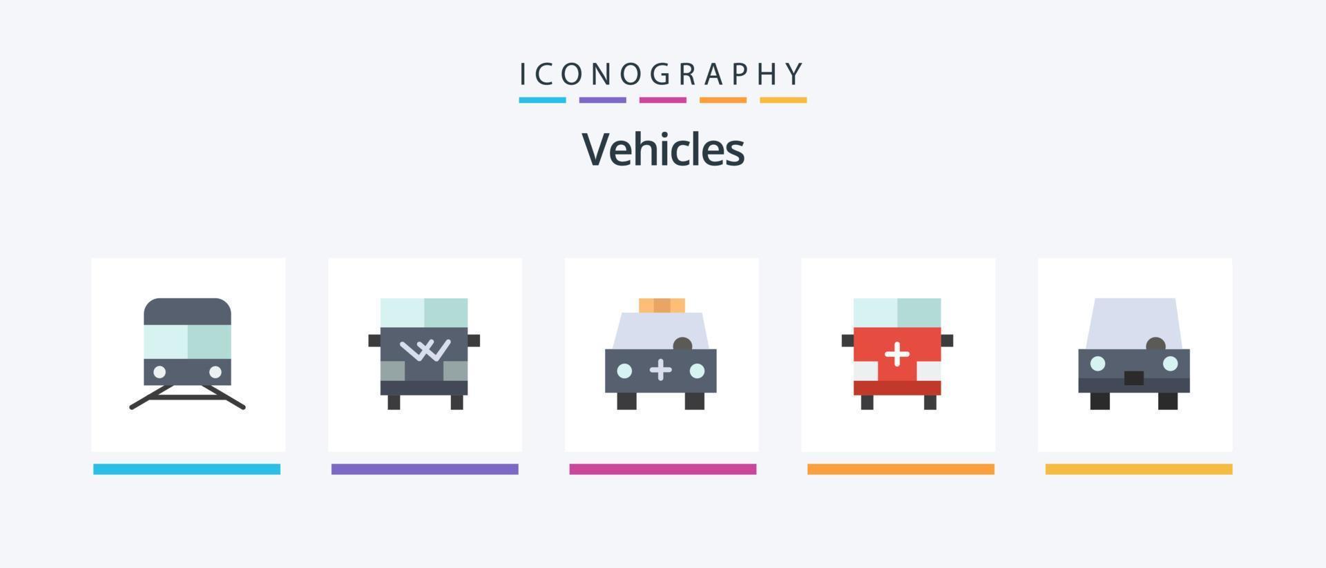 vehículos plano 5 5 icono paquete incluso transporte. tierra. vehículo. ambulancia. transporte. creativo íconos diseño vector