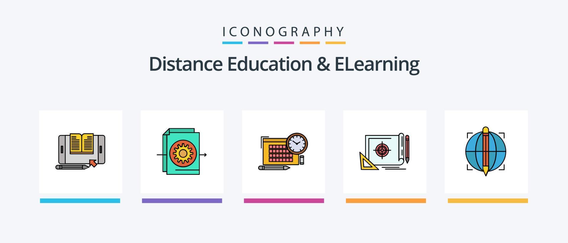 Distance Education And Elearning Line Filled 5 Icon Pack Including focus. bulb. bulb. success. software. Creative Icons Design vector