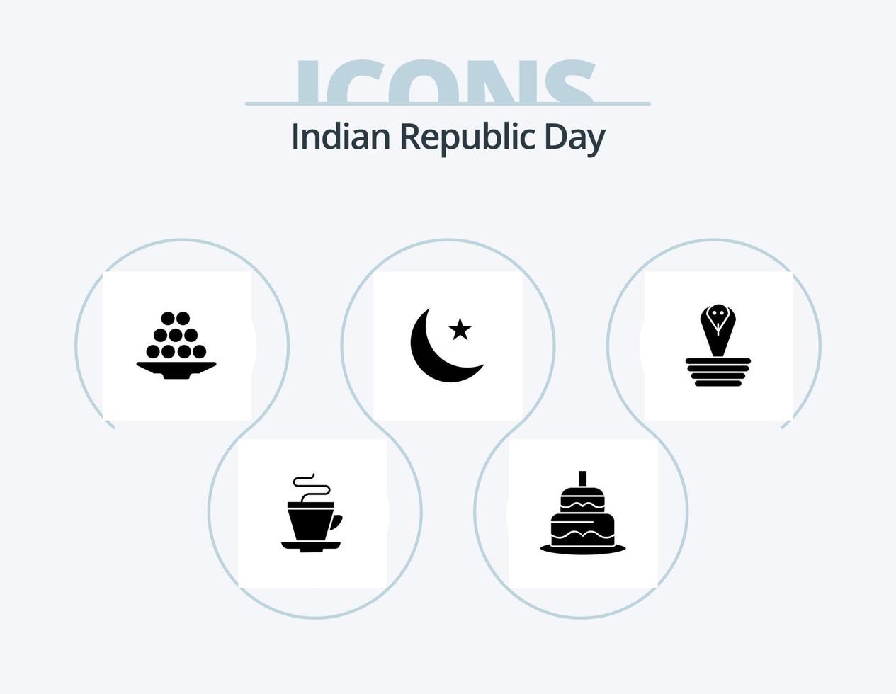 indio república día glifo icono paquete 5 5 icono diseño. estrella. Luna. bol. tratar. laddu vector