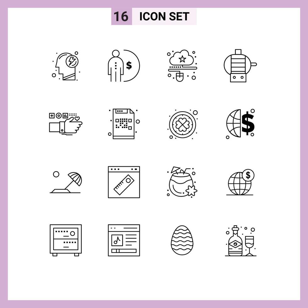 16 Thematic Vector Outlines and Editable Symbols of technology engine money electric mouse Editable Vector Design Elements