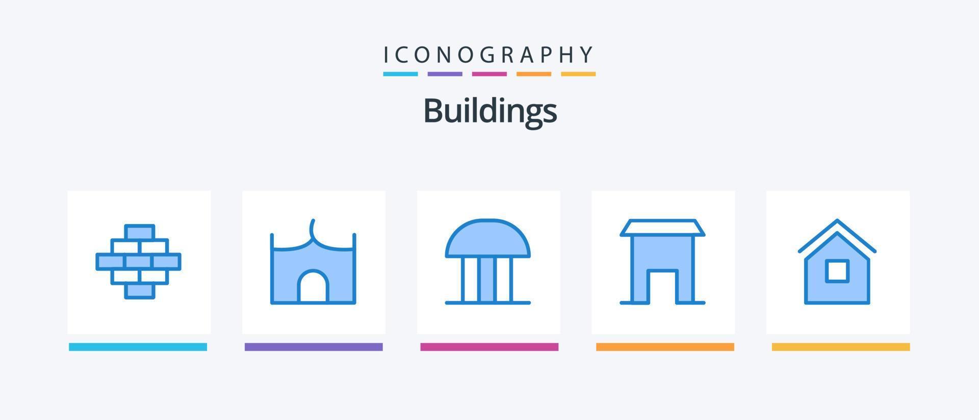 Buildings Blue 5 Icon Pack Including building. marketplace. building. institute building. courthouse. Creative Icons Design vector