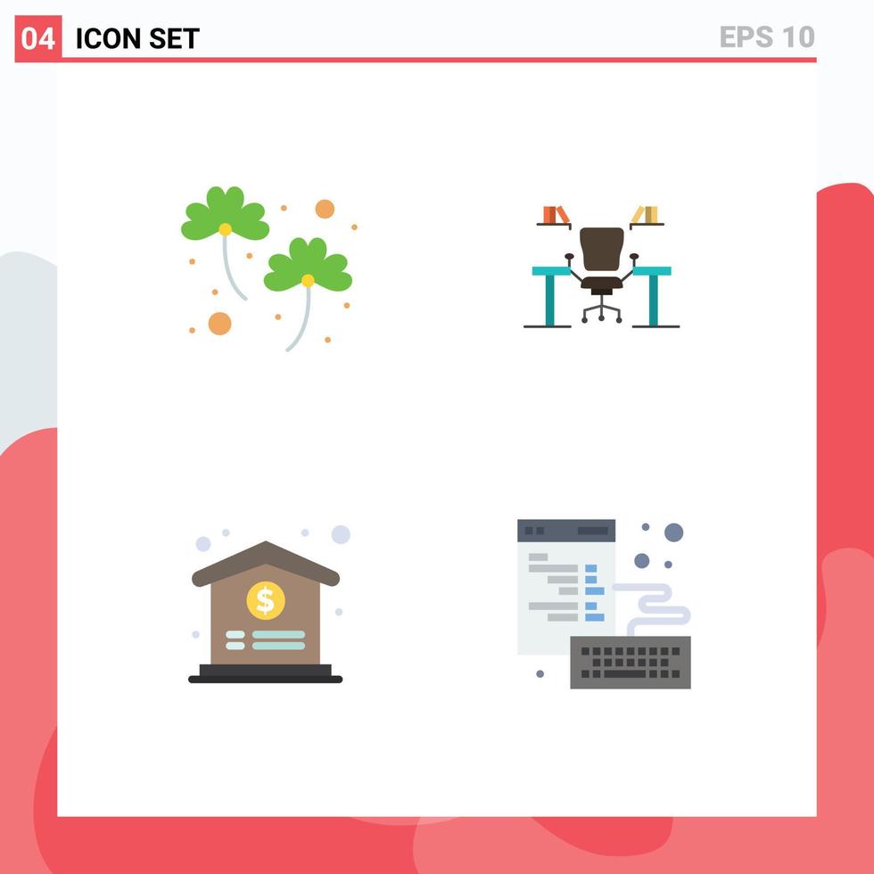 4 Creative Icons Modern Signs and Symbols of clover office patrick chair medical Editable Vector Design Elements