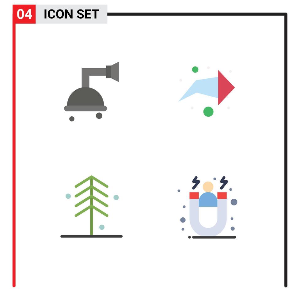 Mobile Interface Flat Icon Set of 4 Pictograms of bathroom tree arrow forest customer Editable Vector Design Elements