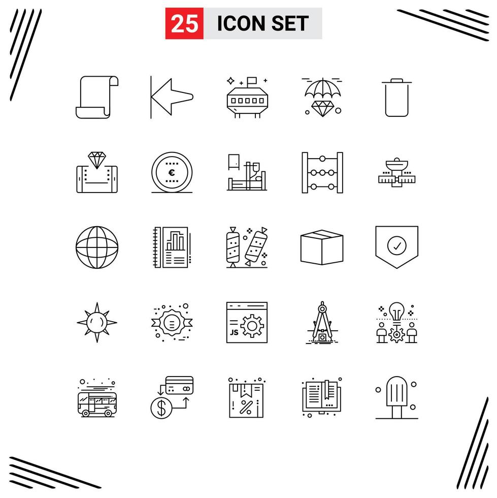 Pack of 25 creative Lines of online trash ufo sets invest Editable Vector Design Elements
