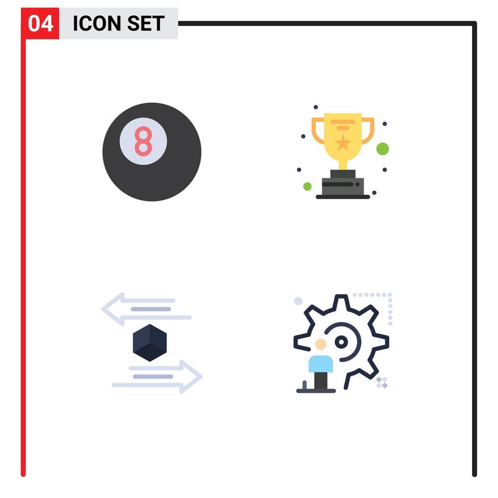 4 Universal Flat Icons Set for Web and Mobile Applications ball shipping reward delivery user Editable Vector Design Elements