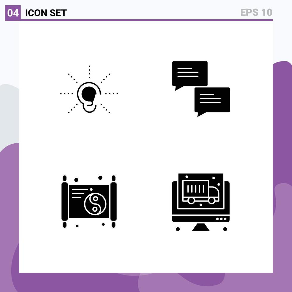 Mobile Interface Solid Glyph Set of Pictograms of awareness new hearing communication year Editable Vector Design Elements