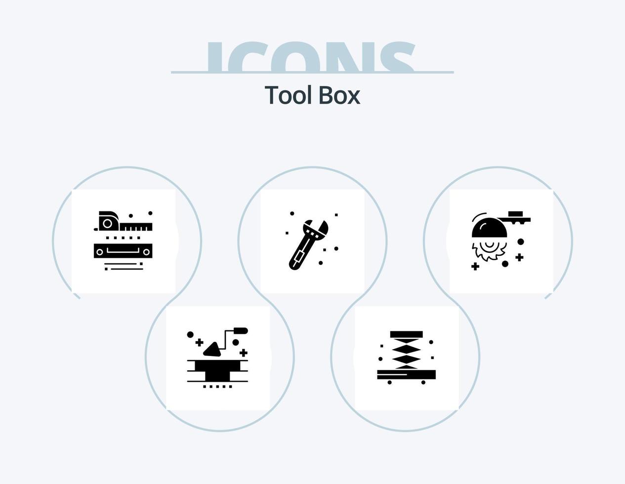 Tools Glyph Icon Pack 5 Icon Design. saw. circular. measuring. blade. tool vector