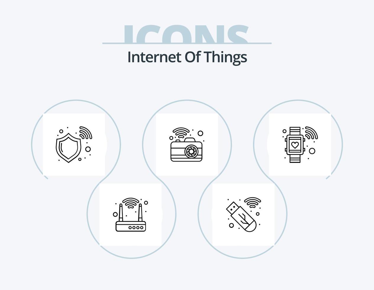 Internet Of Things Line Icon Pack 5 Icon Design. iot. signal. music. network. communication vector