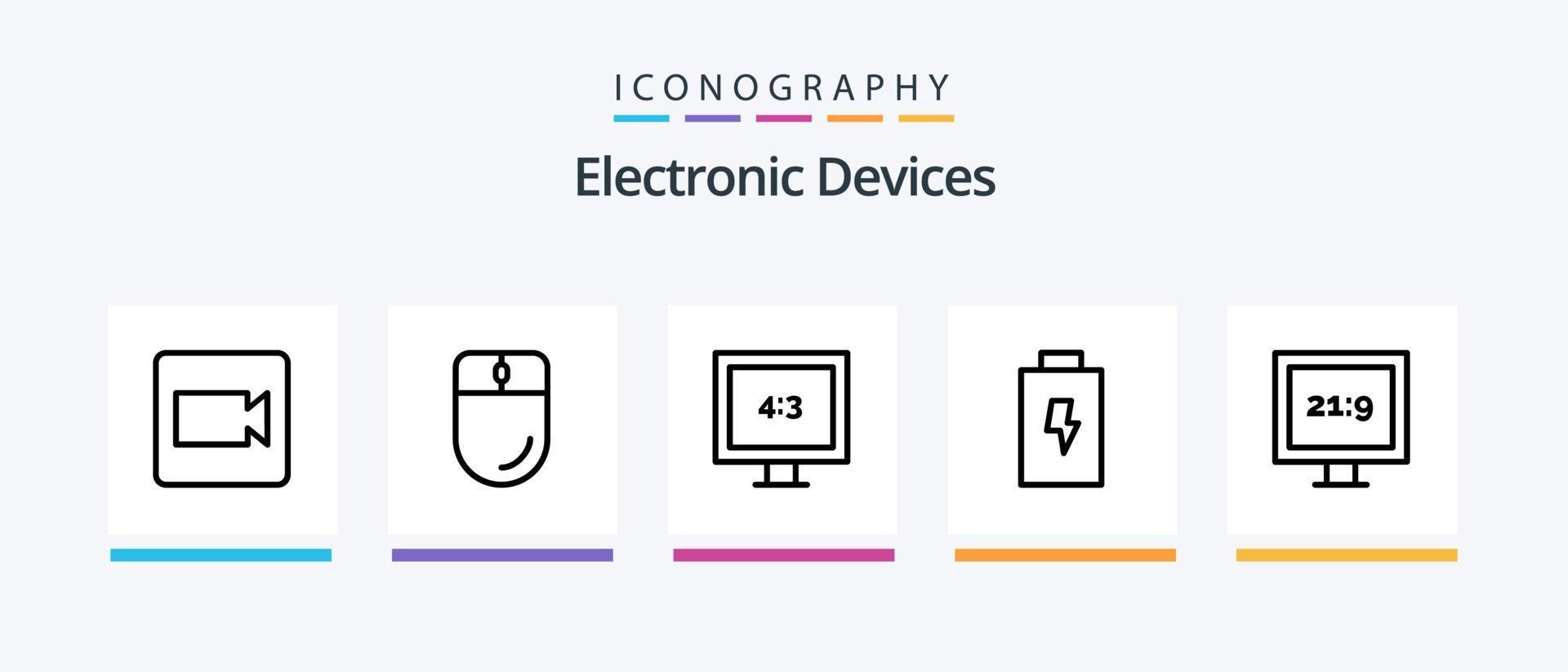 Devices Line 5 Icon Pack Including . power. record. electric. photo. Creative Icons Design vector