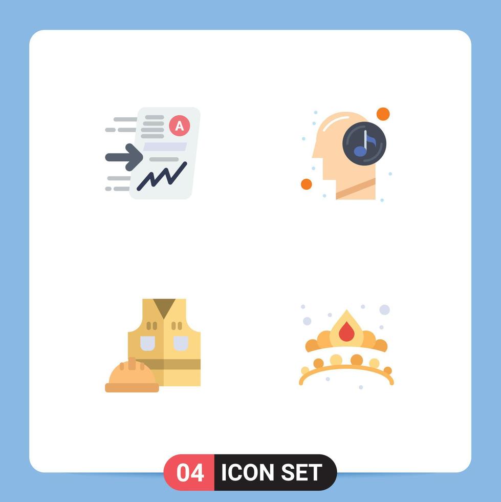 4 Universal Flat Icons Set for Web and Mobile Applications file labour jacket progress mind labor Editable Vector Design Elements