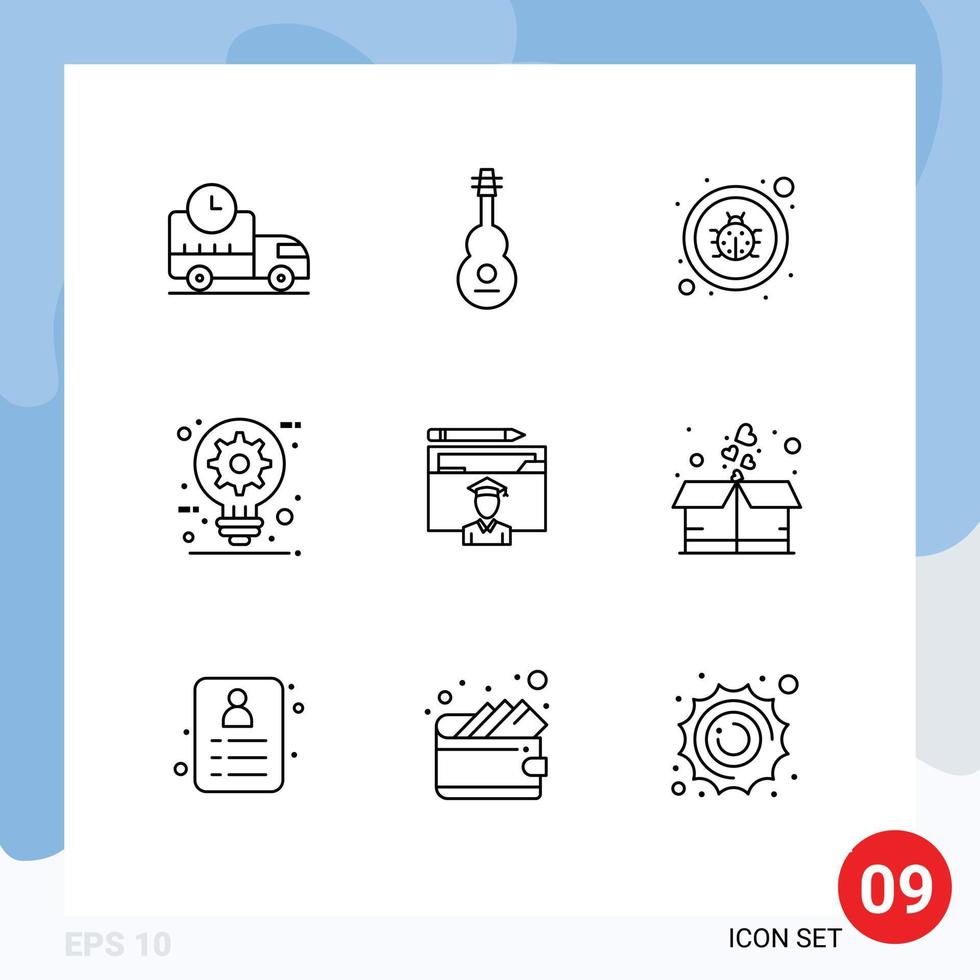 9 Thematic Vector Outlines and Editable Symbols of idea creative violin construction virus Editable Vector Design Elements
