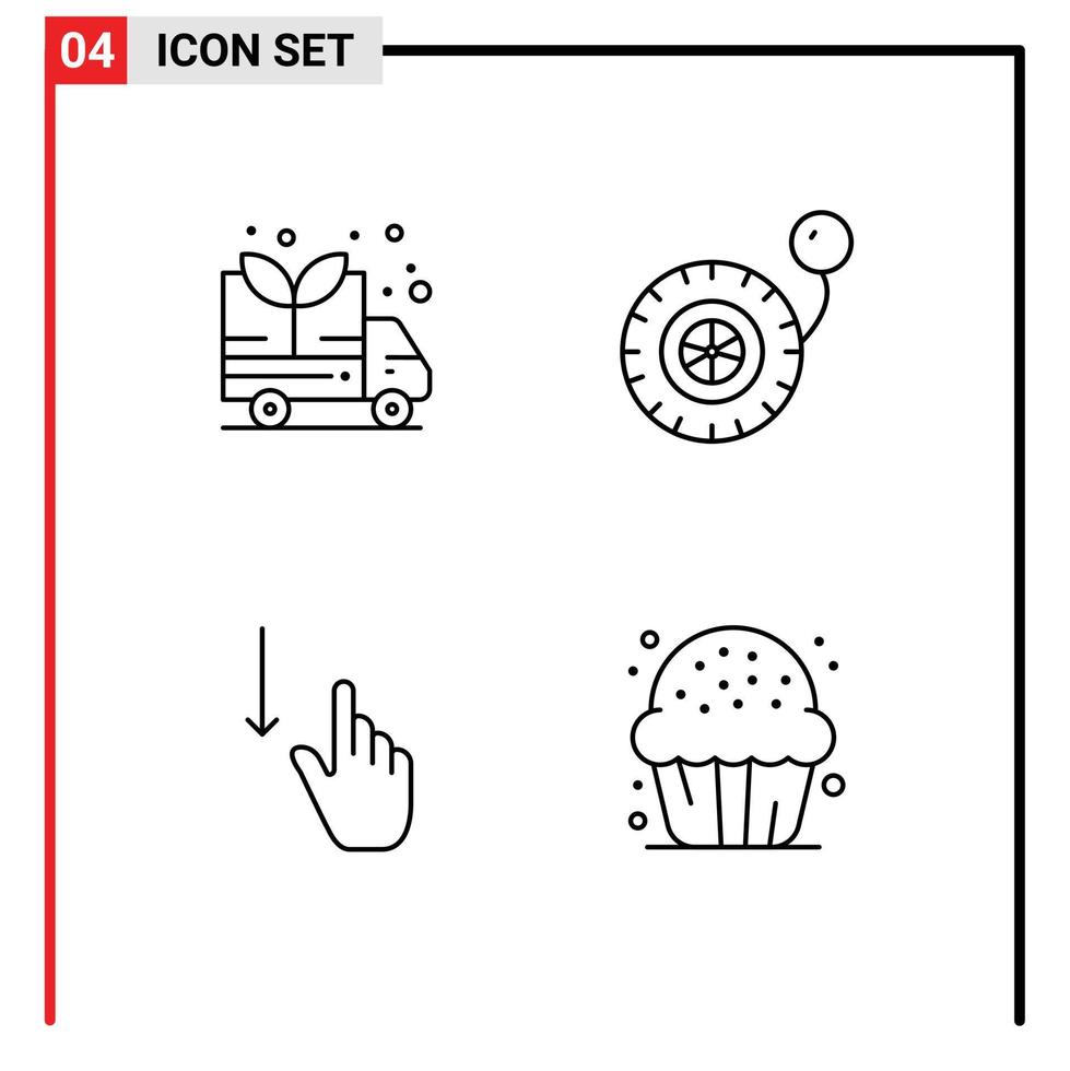 Group of 4 Filledline Flat Colors Signs and Symbols for energy gestures pressure down candy Editable Vector Design Elements