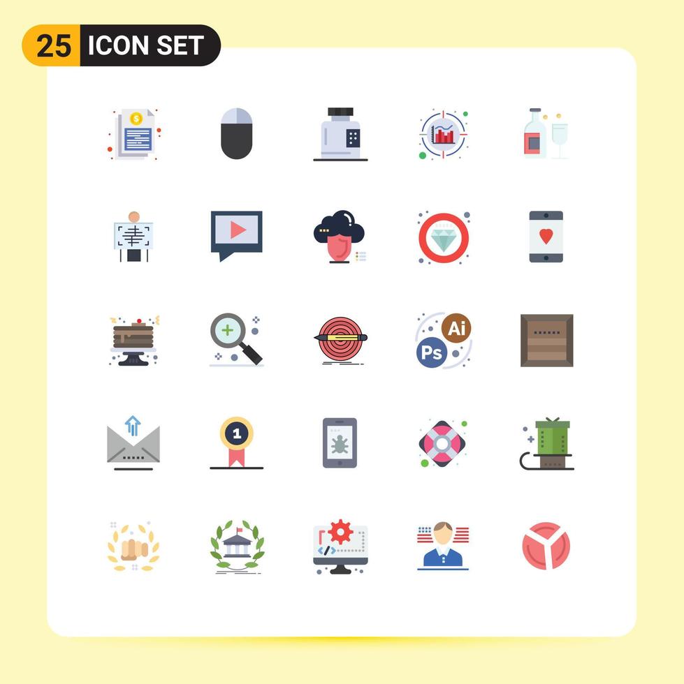 25 Universal Flat Colors Set for Web and Mobile Applications drink alcohol disease information analytics Editable Vector Design Elements