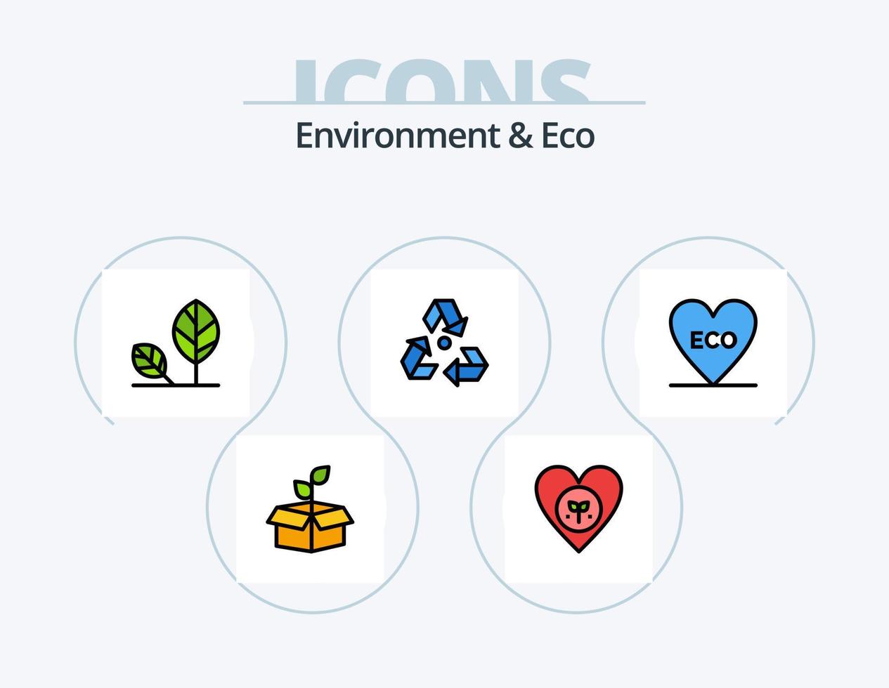 Environment And Eco Line Filled Icon Pack 5 Icon Design. tree. plant. power. environment. garbage vector