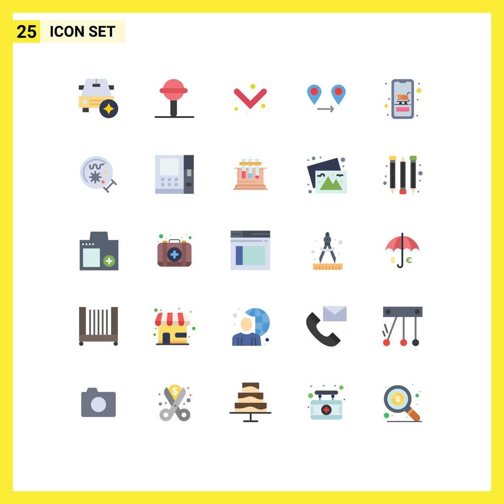 Stock Vector Icon Pack of 25 Line Signs and Symbols for shopping device arrow cart location Editable Vector Design Elements