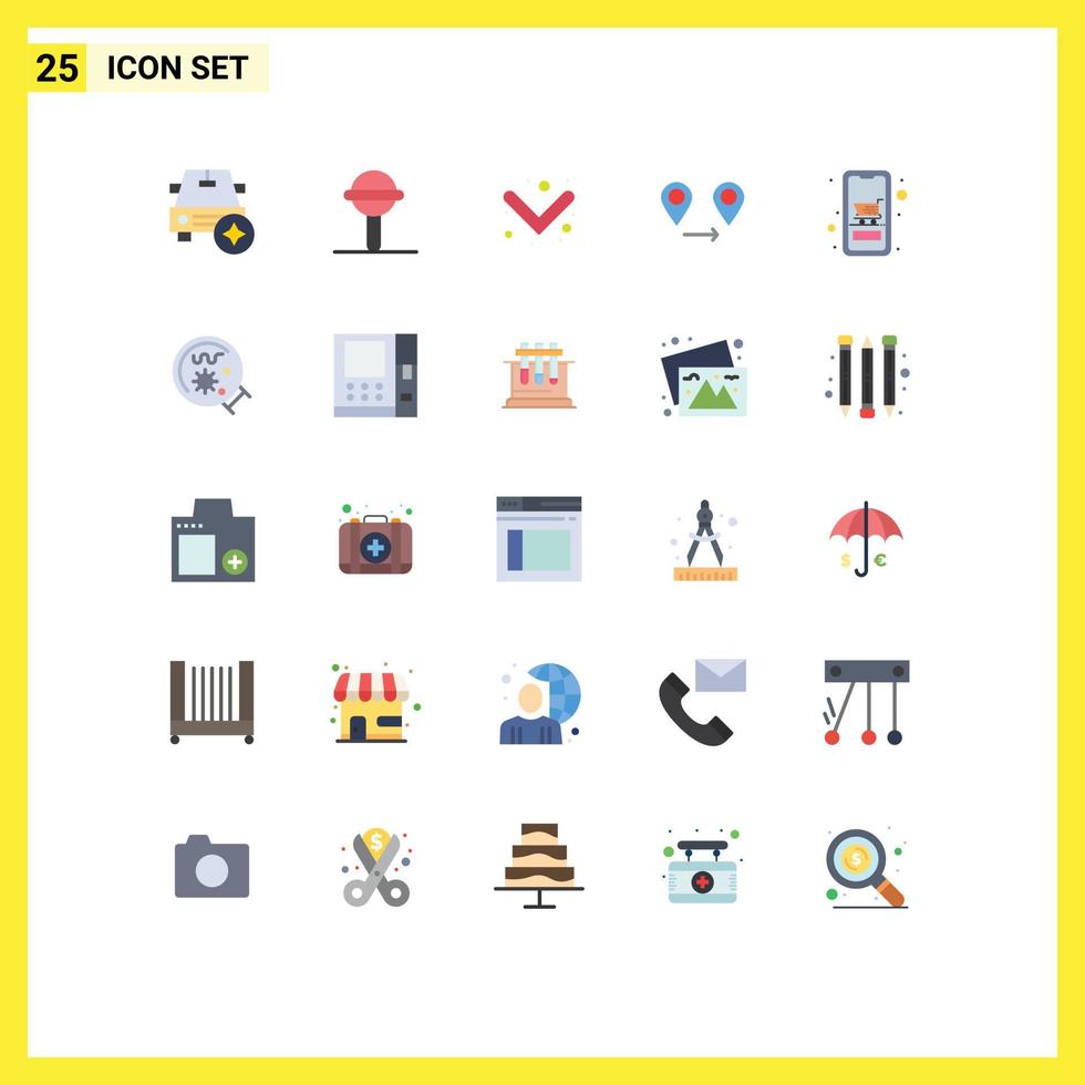 Stock Vector Icon Pack of 25 Line Signs and Symbols for shopping device arrow cart location Editable Vector Design Elements