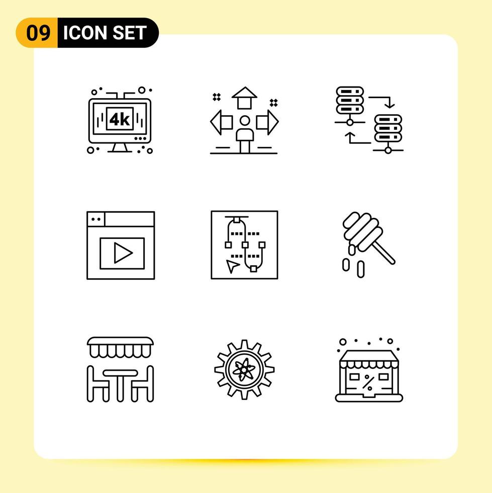 Set of 9 Modern UI Icons Symbols Signs for mouse design man web server rack Editable Vector Design Elements