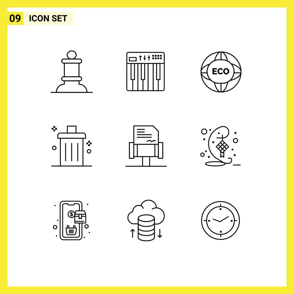 Pictogram Set of 9 Simple Outlines of remove delete environment cancel eco Editable Vector Design Elements