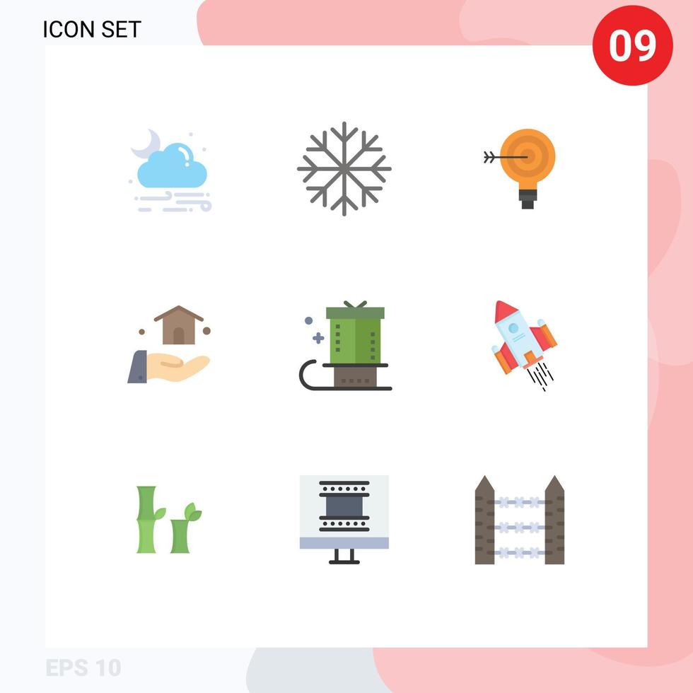 Mobile Interface Flat Color Set of 9 Pictograms of christmas construction darts build idea Editable Vector Design Elements