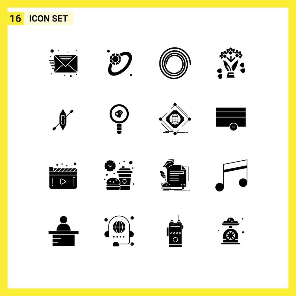 16 Creative Icons Modern Signs and Symbols of lab report biology analysis bouquet ship canoe Editable Vector Design Elements