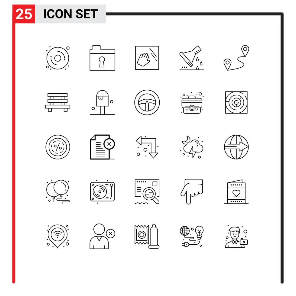 25 Universal Line Signs Symbols of route location hand test tube lab glassware Editable Vector Design Elements