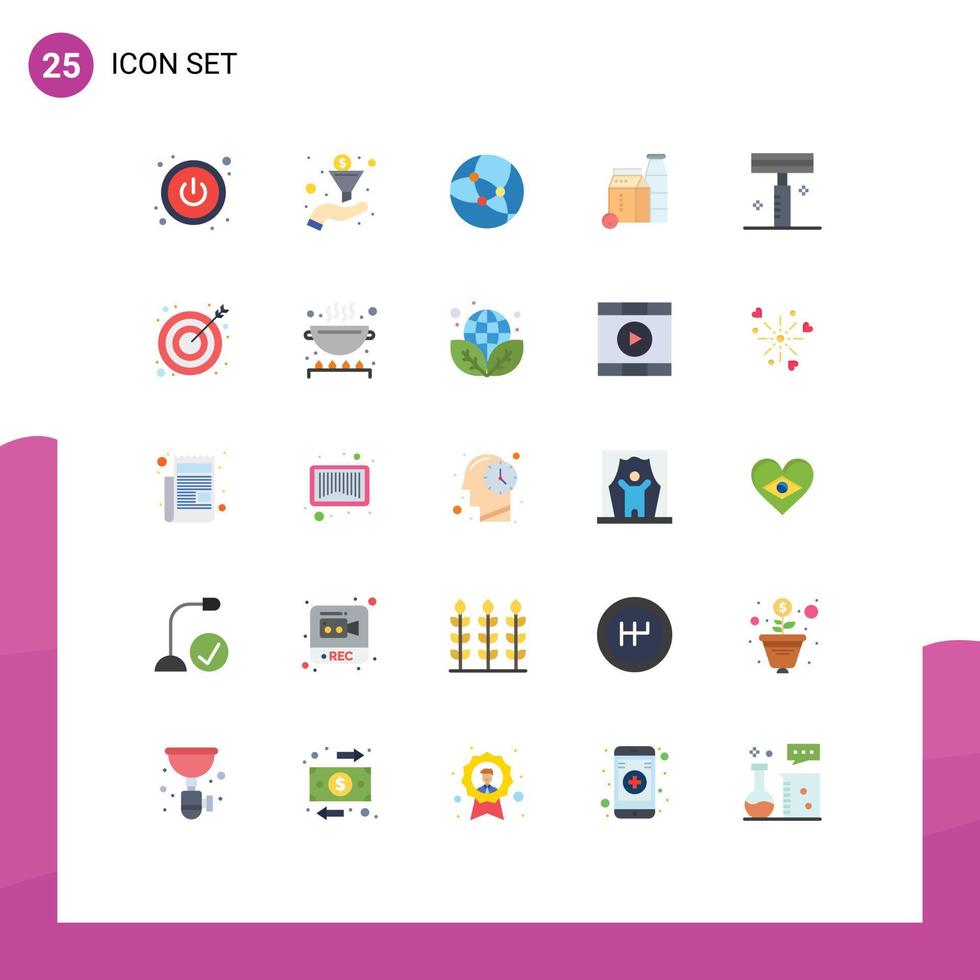 Mobile Interface Flat Color Set of 25 Pictograms of goal salon milk razor beauty Editable Vector Design Elements