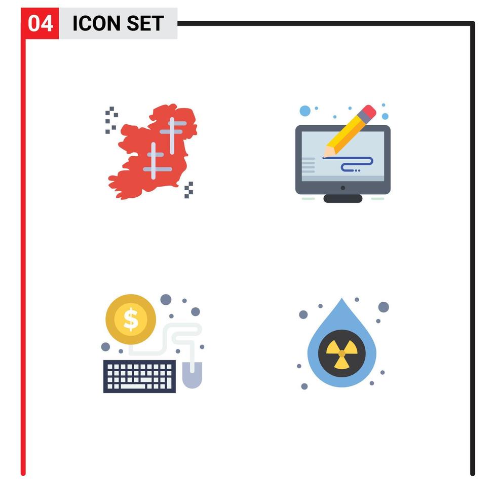 Group of 4 Flat Icons Signs and Symbols for ireland mouse point copyright economy Editable Vector Design Elements