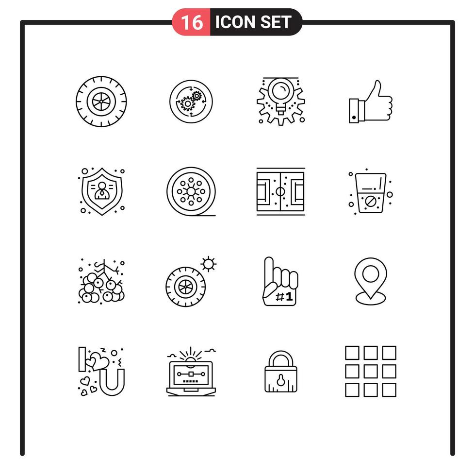 Editable Vector Line Pack of 16 Simple Outlines of people like gear good appriciate Editable Vector Design Elements
