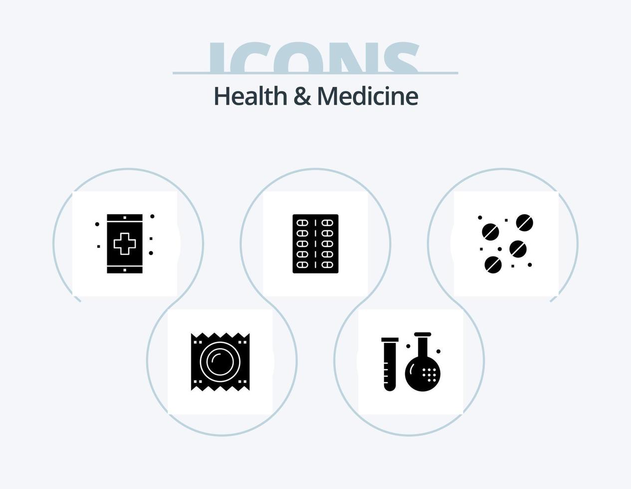 Health and Medicine Glyph Icon Pack 5 Icon Design. fitness. disease. health. health. fitness vector