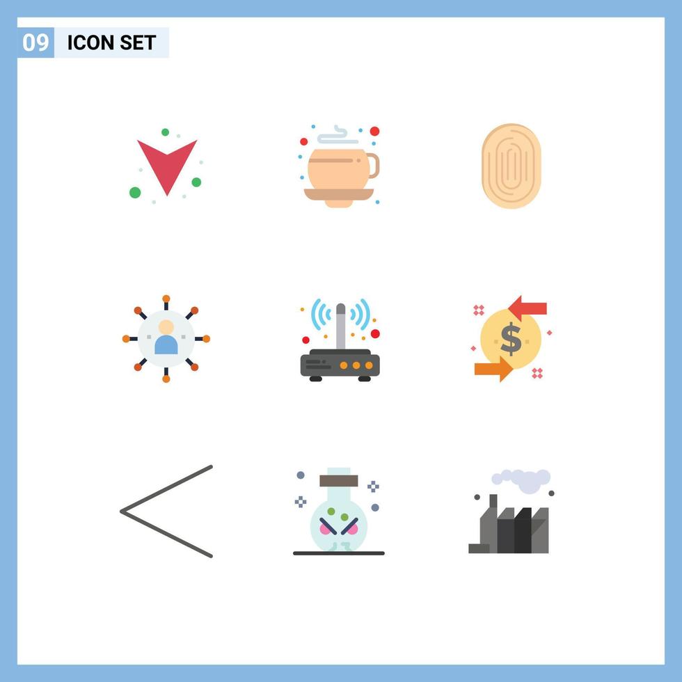 Group of 9 Flat Colors Signs and Symbols for modem person recognition people business Editable Vector Design Elements