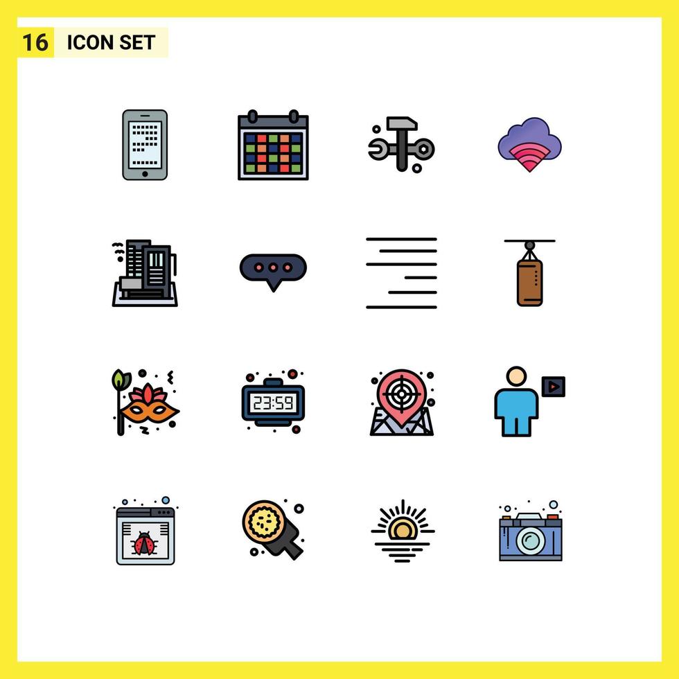 Stock Vector Icon Pack of 16 Line Signs and Symbols for hotel wifi date connection it solutions Editable Creative Vector Design Elements